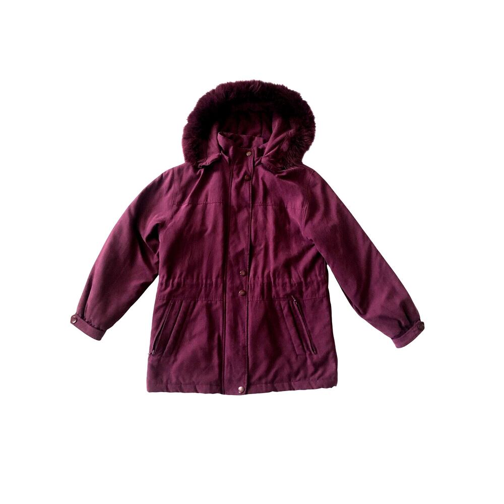 Purple Parka 1 Madison Size Small Violet Faux Suede Coat Fox Tail Trimmed Hood